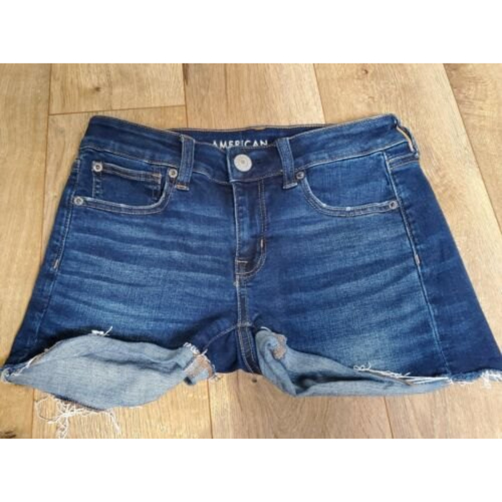 American Eagle Super Stretch Shortie Women’s Size 2 Denim Cuffed Jean Shorts